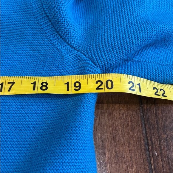 Talbots Tipped Texture V-neck Cardigan Sweater Blue black Silver tone buttons M - Picture 7 of 10